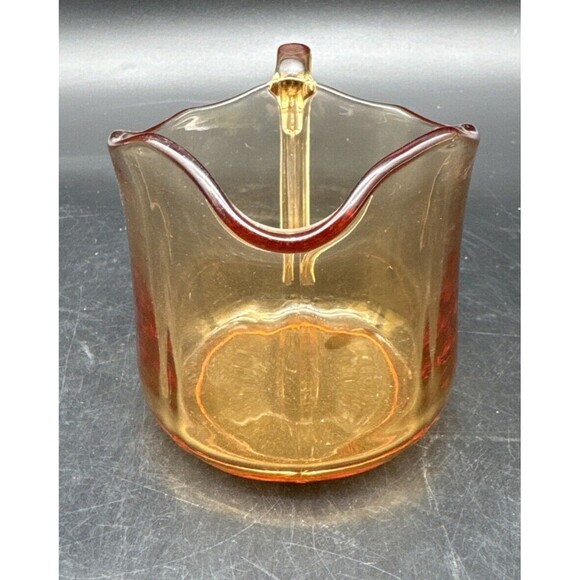 VTG Cambridge AMBER Glass Creamer & Open Sugar Set - Picture 8 of 12